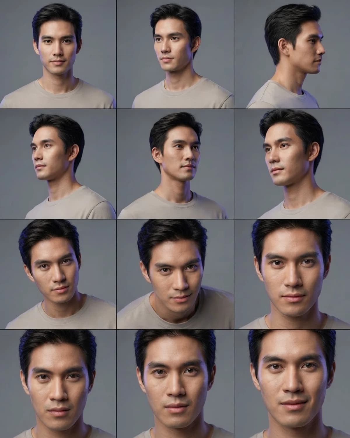 สร้างภาพ Base Character 12 มุมมอง (12-View Character Reference Model Sheet)